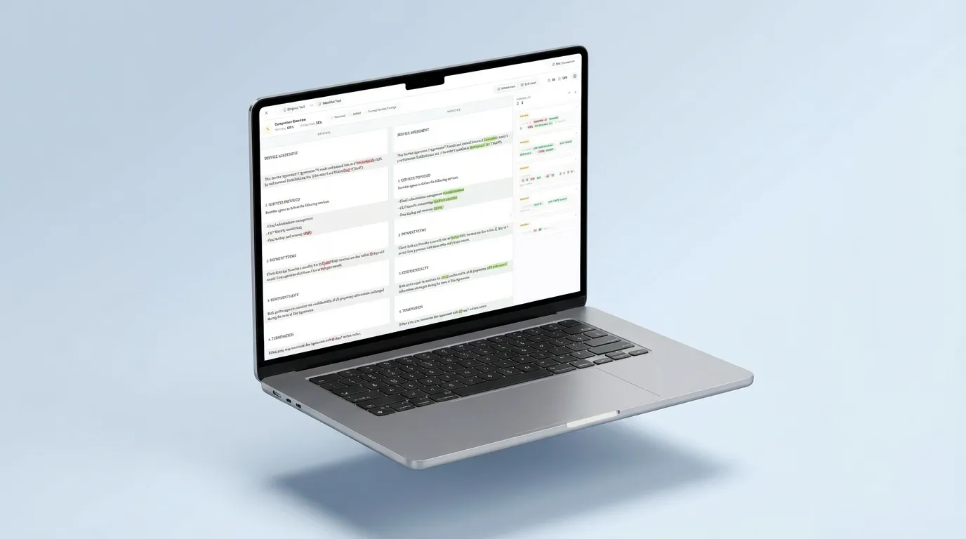 Compare2Word Split View displaying original and modified documents side-by-side for easy comparison