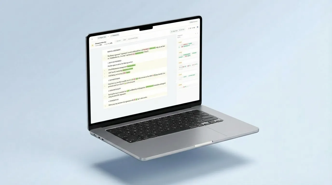 Compare2Word Unified View showing highlighted text differences in a single document flow